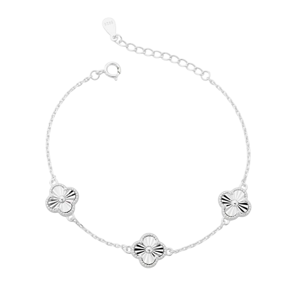 Pulseira Feminina 3 Trevos Prata 925 Legítima