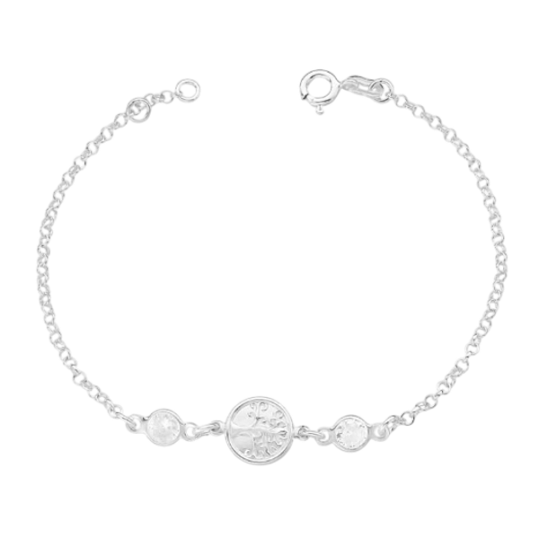 Pulseira Feminina Árvore de Vida Zircônia Prata 925 Legítima