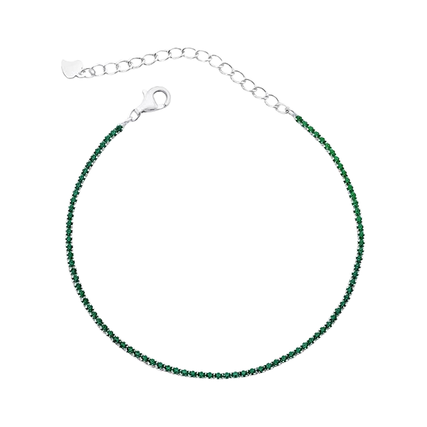 Pulseira Riviera Verde 1,5mm Prata 925 Legítima