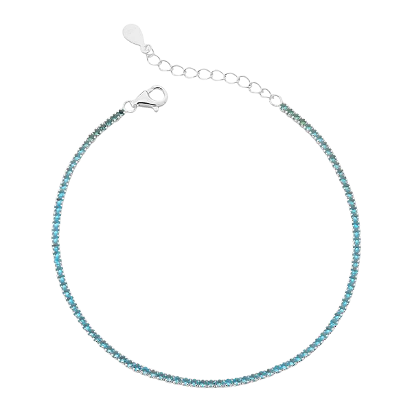 Pulseira Riviera Azul Claro 1,5mm Prata 925 Legítima