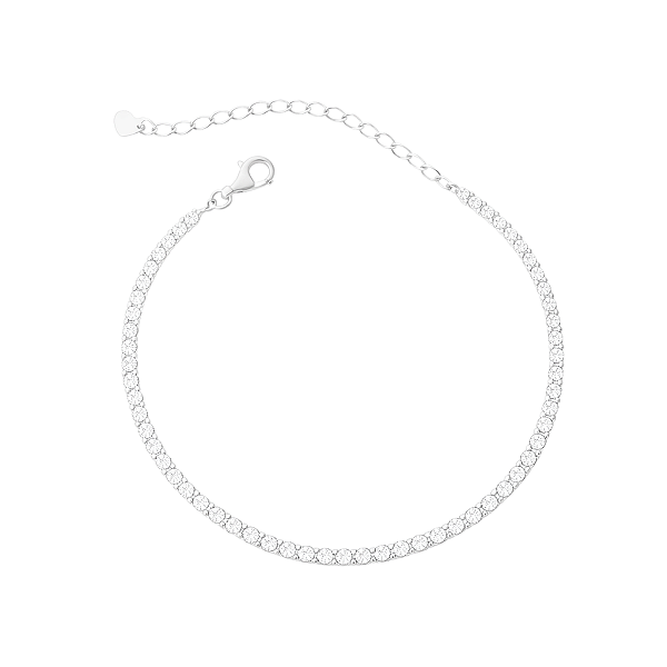 Pulseira Riviera Cristal 2mm Prata 925 Legítima