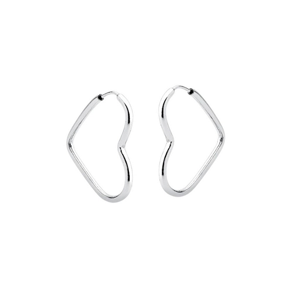 Brinco Argola Coração Fio Redondo 2,8cm Prata 925 Legítima