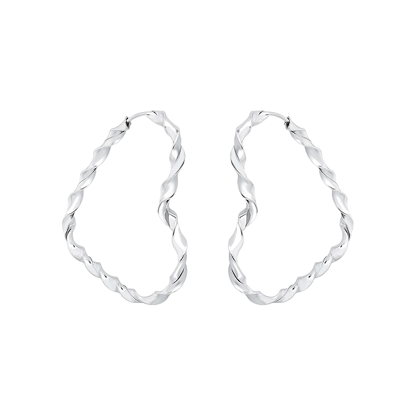 Brinco Argola Coração Fio Torcido 3cm Prata 925 Legítima