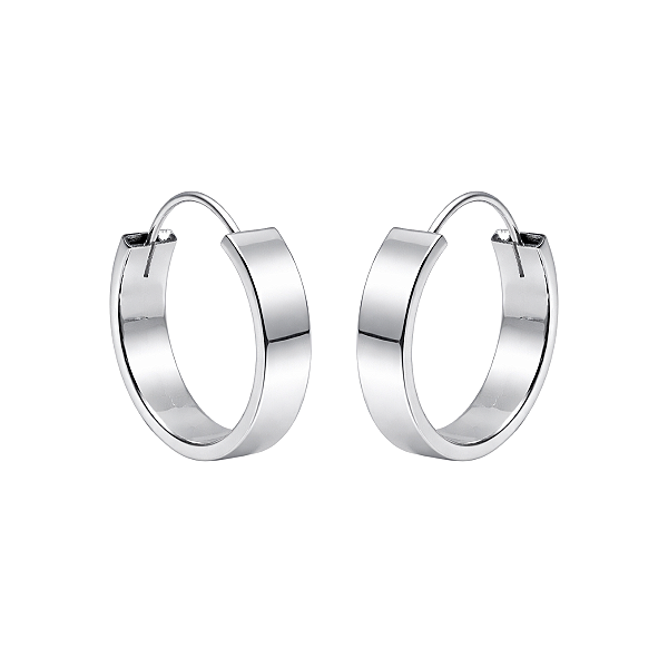 Brinco Argola Redondo Aro Quadrado 5mm x 1,6cm (M) Prata 925 Legítima