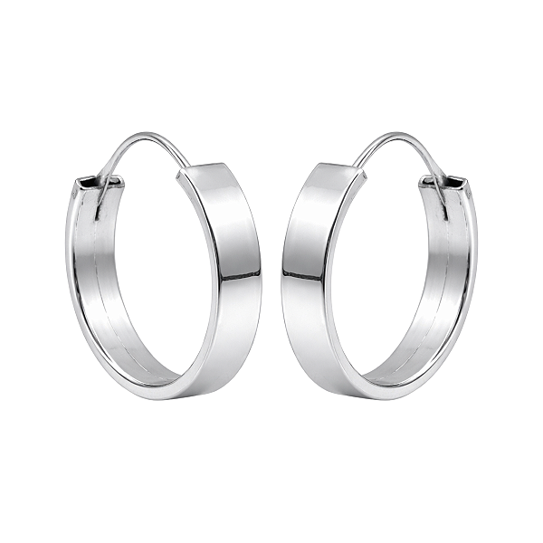 Brinco Argola Redondo Aro Quadrado 5mm x 2,2cm (G) Prata 925 Legítima