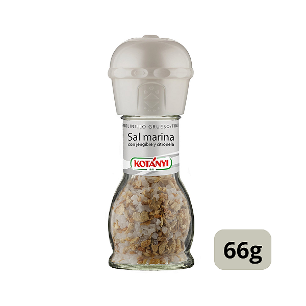 Tempero Kotányi Sal Marinho com Gengibre e Capim-Limão, com moedor duplo - 66g