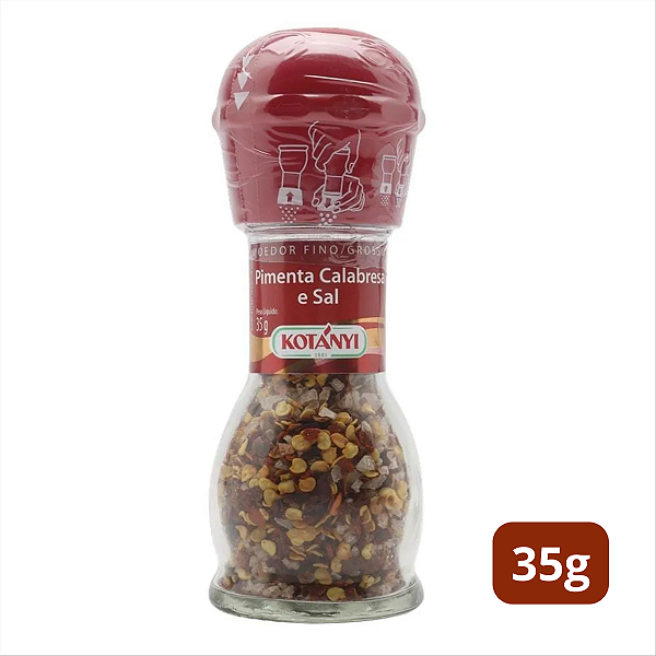 Tempero Kotányi Pimenta Calabresa e Sal em Grãos, com moedor duplo – 35g