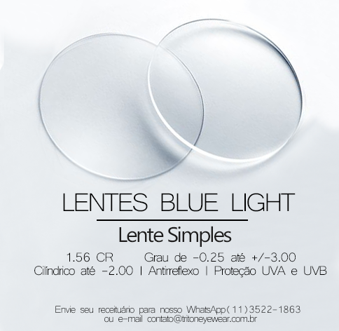 PAR DE LENTES DE GRAU COM FILTRO LUZ AZUL: GRAU ATÉ -3,00 MIOPIA / -2,00 ASTIGMATISMO / +3,00 HIPERMETROPIA