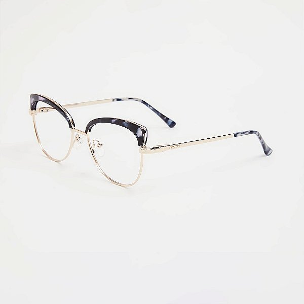ÓCULOS DE GRAU TRITON EYEWEAR GATINHO METAL DOURADO COM AZUL