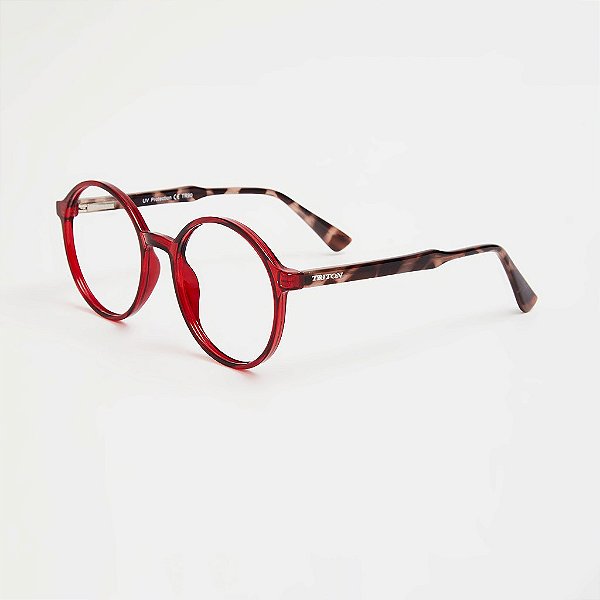 ÓCULOS DE GRAU TRITON EYEWEAR REDONDO ACETATO VERMELHO