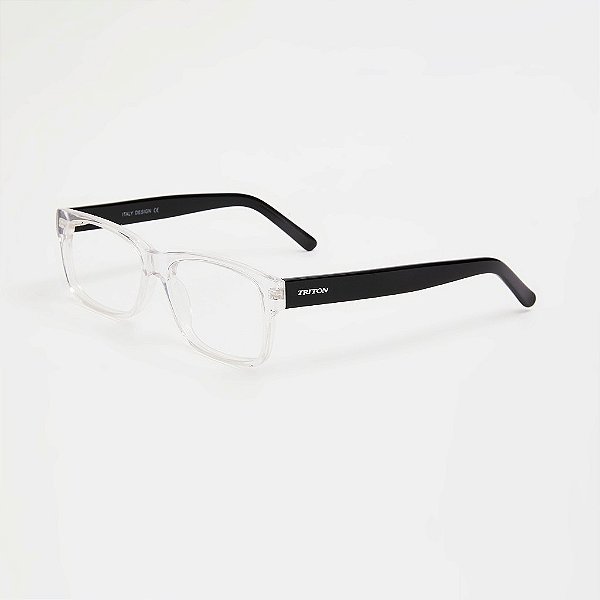 ÓCULOS DE GRAU TRITON EYEWEAR RETANGULAR ACETATO TRANSPARENTE