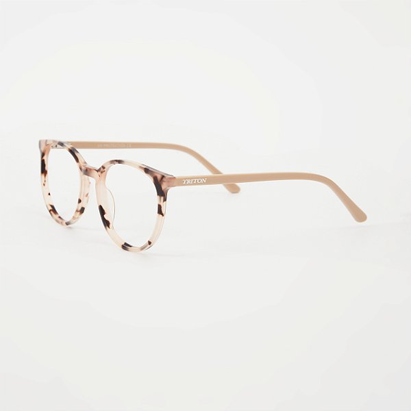 ÓCULOS DE GRAU TRITON EYEWEAR REDONDO ACETATO TARTARUGA NUDE