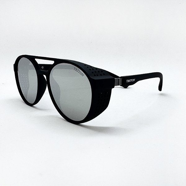 ÓCULOS DE SOL TRITON EYEWEAR REDONDO ACETATO PRETO