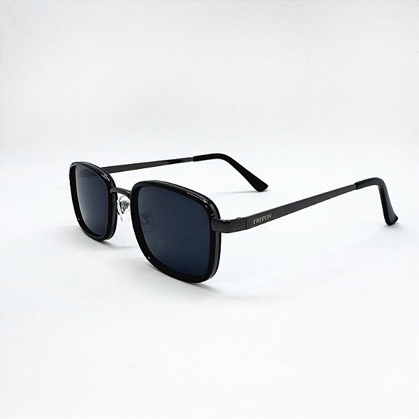ÓCULOS DE SOL TRITON EYEWEAR RETANGULAR METAL PRETO