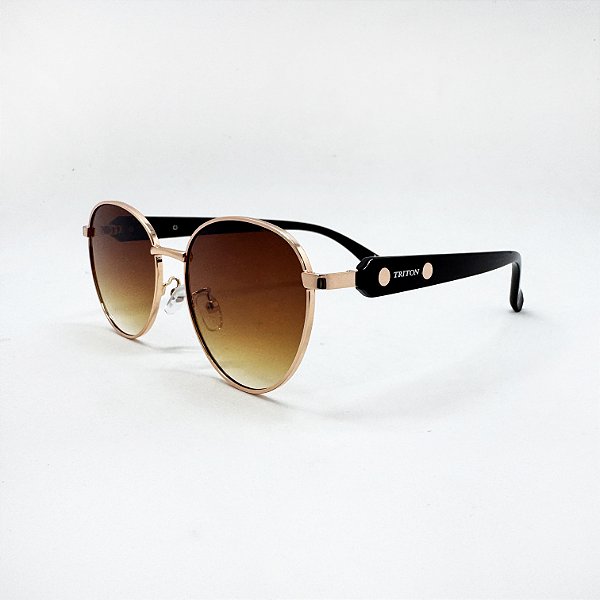 ÓCULOS DE SOL TRITON EYEWEAR REDONDO METAL DOURADO