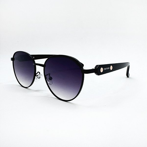 ÓCULOS DE SOL TRITON EYEWEAR REDONDO METAL PRETO