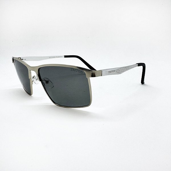 ÓCULOS DE SOL TRITON EYEWEAR POLARIZADO QUADRADO METAL PRATA
