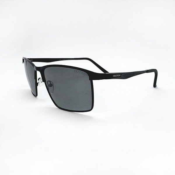 ÓCULOS DE SOL TRITON EYEWEAR POLARIZADO QUADRADO METAL PRETO