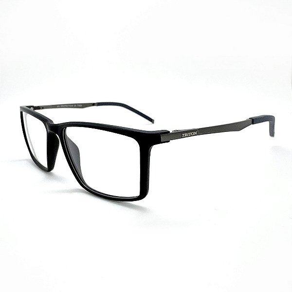 ÓCULOS DE GRAU TRITON EYEWEAR RETANGULAR ACETATO PRETO
