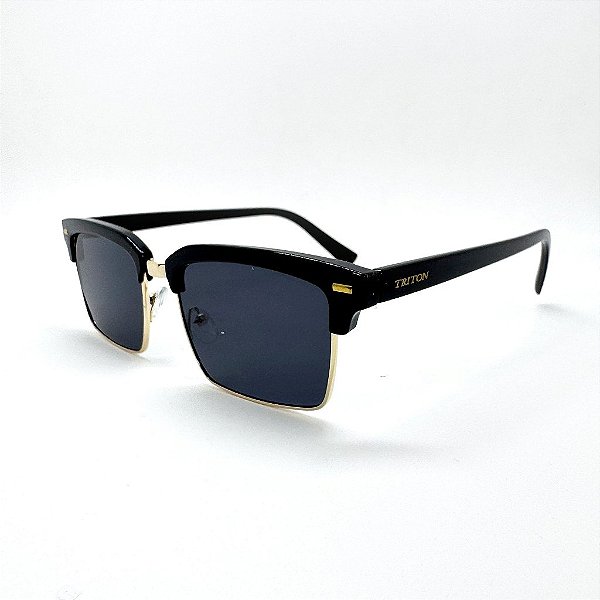ÓCULOS DE SOL TRITON EYEWEAR QUADRADO METAL E ACETATO PRETO