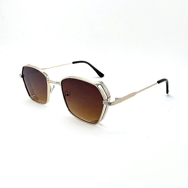 ÓCULOS DE SOL TRITON EYEWEAR QUADRADO METAL DOURADO