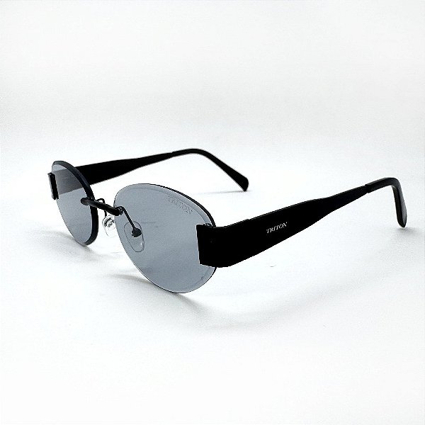 ÓCULOS DE SOL TRITON EYEWEAR OVAL METAL PRETO