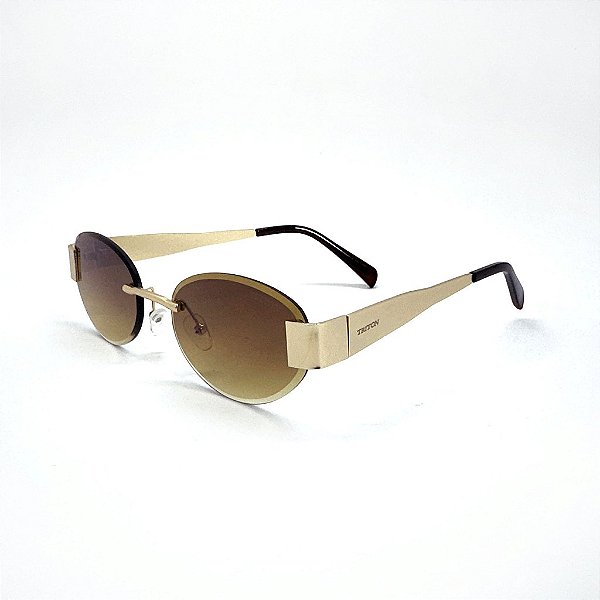 ÓCULOS DE SOL TRITON EYEWEAR OVAL METAL DOURADO