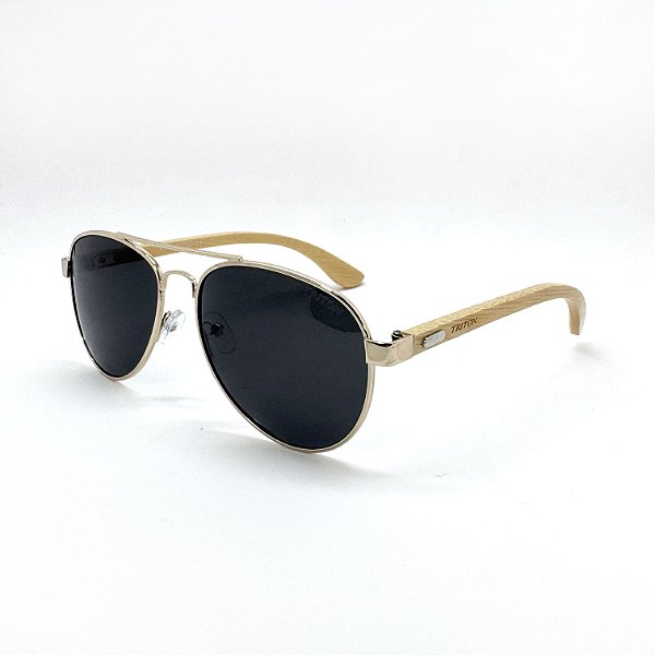 ÓCULOS DE SOL TRITON EYEWEAR POLARIZADO AVIADOR METAL DOURADO