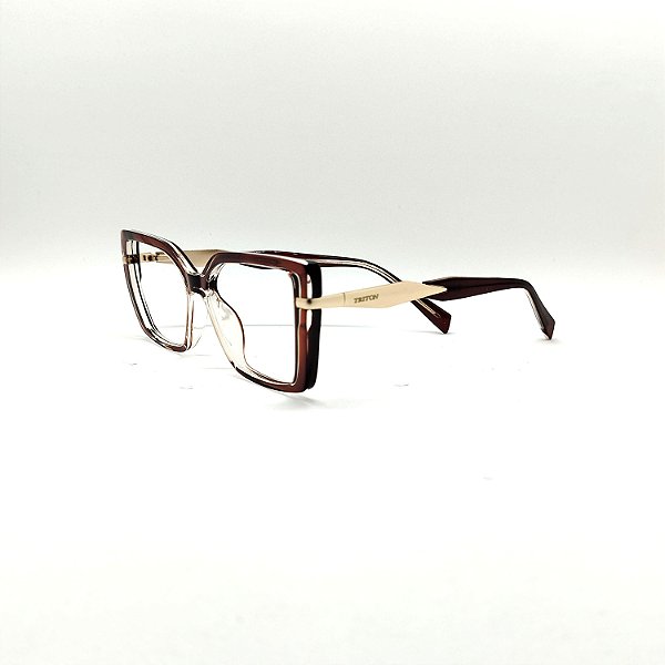 ÓCULOS DE GRAU TRITON EYEWEAR QUADRADO ACETATO MARROM