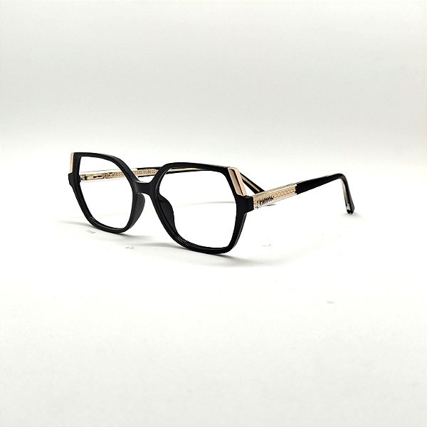 ÓCULOS DE GRAU TRITON EYEWEAR QUADRADO ACETATO PRETO COM DOURADO