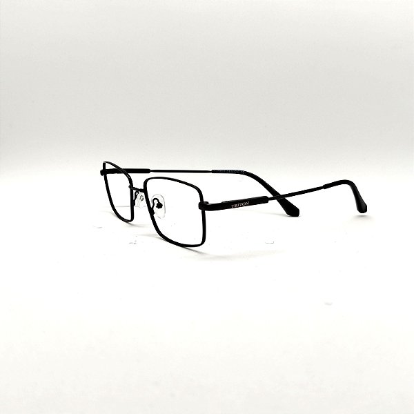 ÓCULOS DE GRAU TRITON EYEWEAR RETANGULAR METAL PRETO