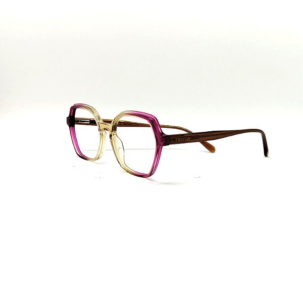 ÓCULOS DE GRAU TRITON EYEWEAR QUADRADO ACETATO BEGE E ROSA