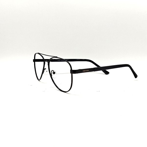 ÓCULOS DE GRAU TRITON EYEWEAR AVIADOR METAL PRETO