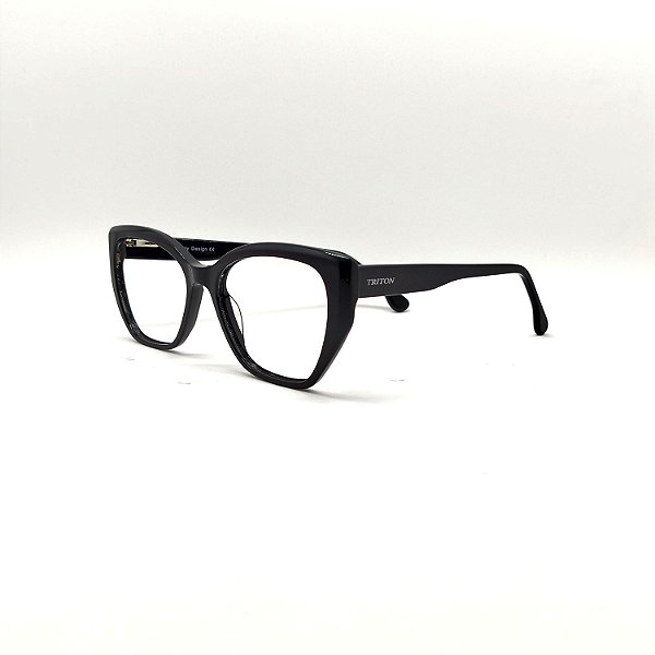 ÓCULOS DE GRAU TRITON EYEWEAR GATINHO ACETATO PRETO