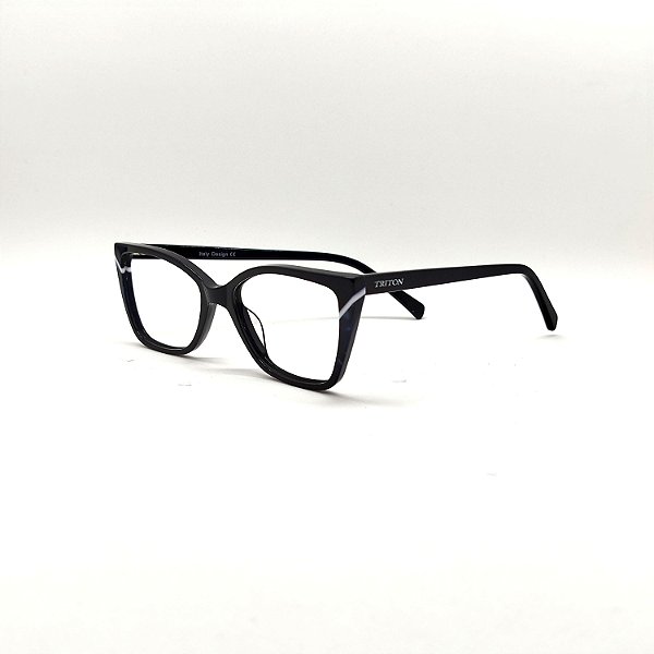 ÓCULOS DE GRAU TRITON EYEWEAR GATINHO ACETATO PRETO