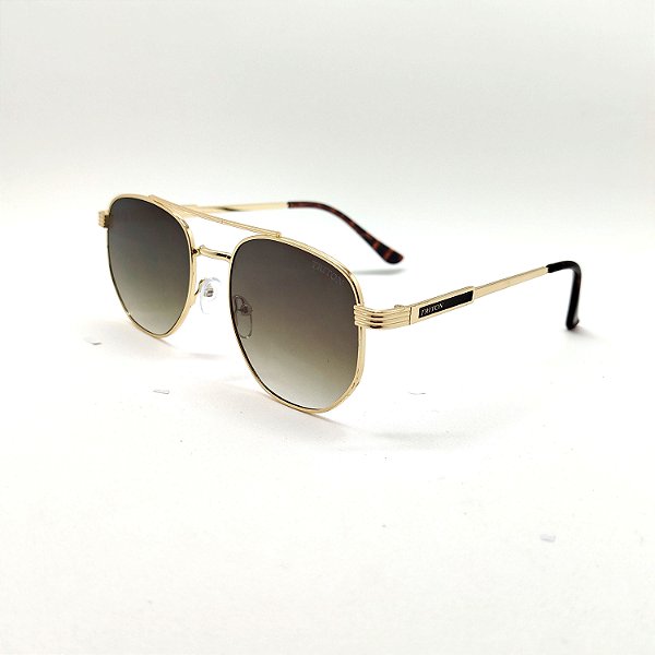 ÓCULOS DE SOL TRITON EYEWEAR HEXAGONAL METAL DOURADO