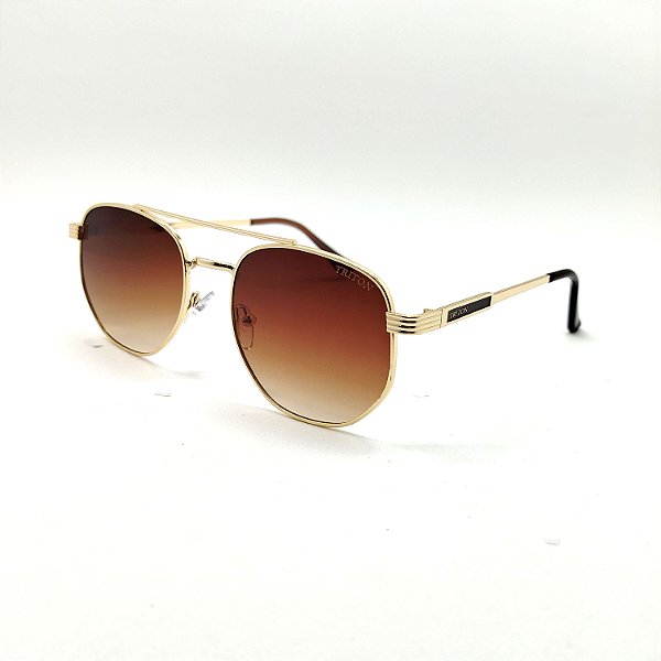 ÓCULOS DE SOL TRITON EYEWEAR HEXAGONAL METAL DOURADO
