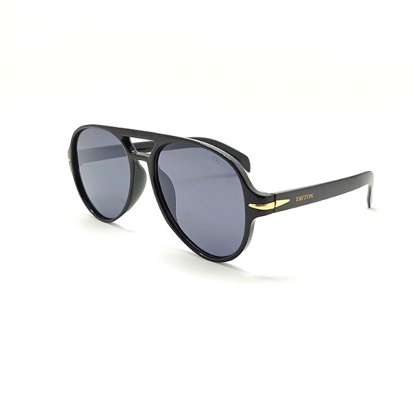 ÓCULOS DE SOL TRITON EYEWEAR AVIADOR ACETATO PRETO