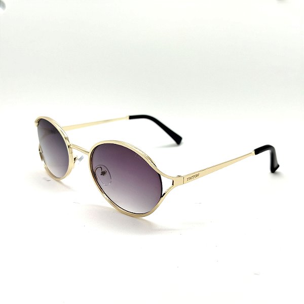 ÓCULOS DE SOL TRITON EYEWEAR OVAL METAL DOURADO