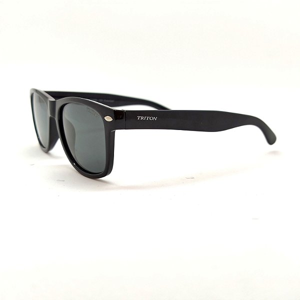 ÓCULOS DE SOL TRITON EYEWEAR POLARIZADO QUADRADO NYLON PRETO BRILHANTE