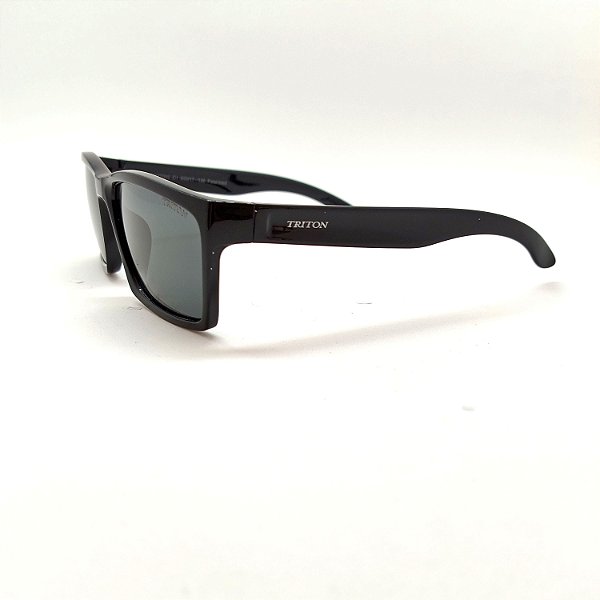 ÓCULOS DE SOL TRITON EYEWEAR POLARIZADO QUADRADO NYLON PRETO BRILHANTE