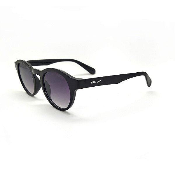ÓCULOS DE SOL TRITON EYEWEAR REDONDO ACETATO PRETO