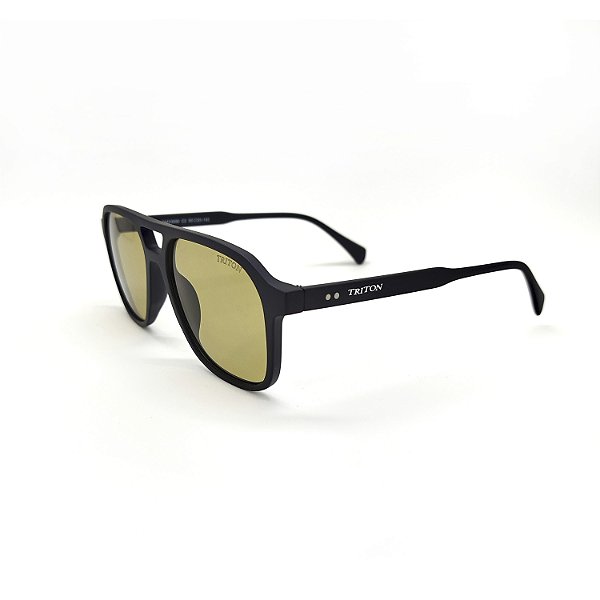 ÓCULOS DE SOL TRITON EYEWEAR AVIADOR ACETATO PRETO FOSCO