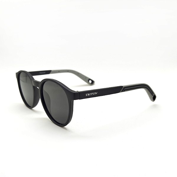 ÓCULOS DE SOL TRITON EYEWEAR POLARIZADO REDONDO ACETATO PRETO