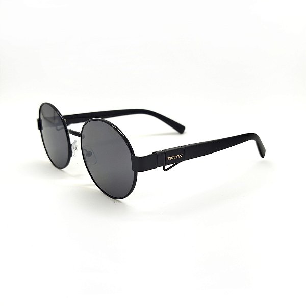 ÓCULOS DE SOL TRITON EYEWEAR REDONDO METAL PRETO
