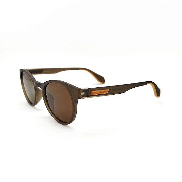 ÓCULOS DE SOL TRITON EYEWEAR POLARIZADO REDONDO ACETATO MARROM