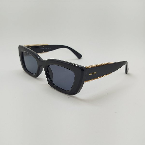 ÓCULOS DE SOL TRITON EYEWEAR RETRÔ ACETATO PRETO