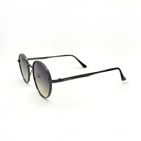ÓCULOS DE SOL TRITON EYEWEAR REDONDO METAL CINZA CHUMBO