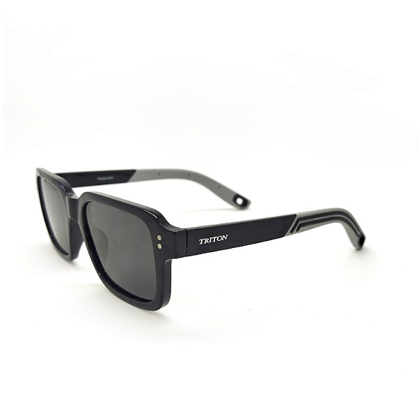 ÓCULOS DE SOL TRITON EYEWEAR POLARIZADO QUADRADO ACETATO PRETO