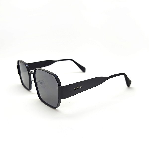 ÓCULOS DE SOL TRITON EYEWEAR QUADRADO METAL PRETO